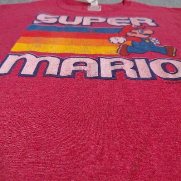 Super Mario Brothers Nintendo T-Shirt Size Medium Red Heathered Retro Casual 90s - Picture 3 of 11